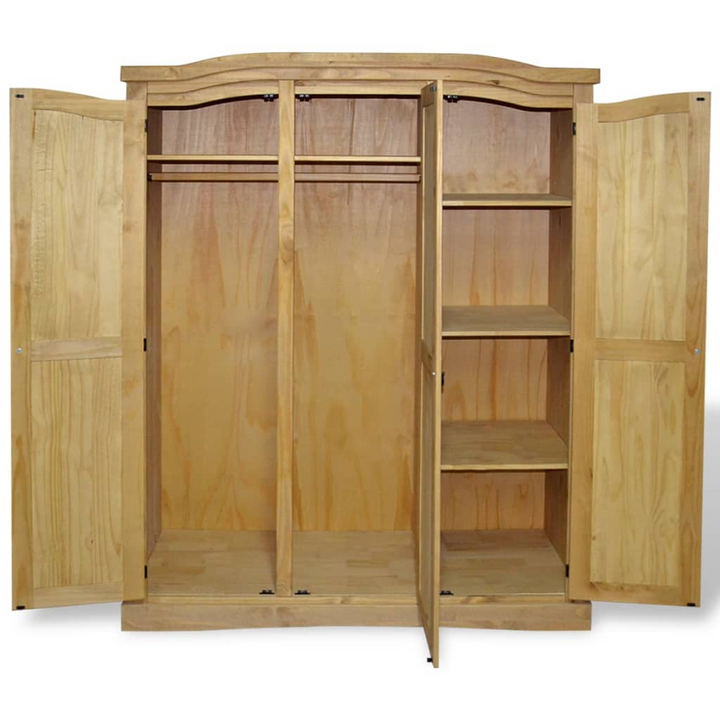 CORONA Mexican Pine Three Door Wardrobe - Rustic Brown, 151.6 x 52 x 170cm - Stylish & Spacious Storage Solution - Premium  from Home Treasures - Just £467.99! Shop now at Home Treasures