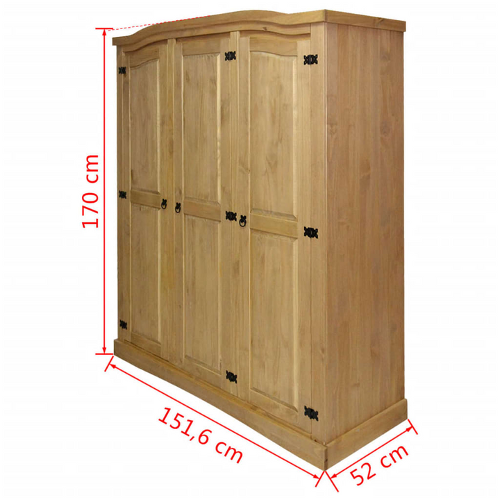 CORONA Mexican Pine Three Door Wardrobe - Rustic Brown, 151.6 x 52 x 170cm - Stylish & Spacious Storage Solution - Premium  from Home Treasures - Just £467.99! Shop now at Home Treasures