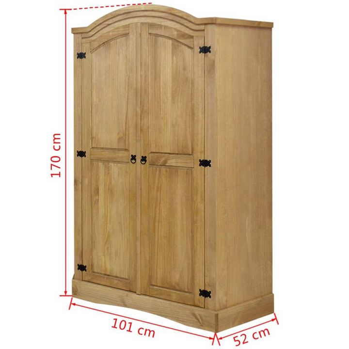 CORONA Wardrobe Mexican Pine with 2 Doors - Rustic Charm for Your Bedroom - Premium  from Home Treasures - Just £377.99! Shop now at Home Treasures