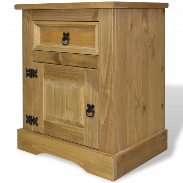 CORONA Mexican Pine Bedside Cabinet - Rustic Charm | 53x39x66 cm Solid Pine Wood Nightstand - Premium  from Home Treasures - Just £77.99! Shop now at Home Treasures