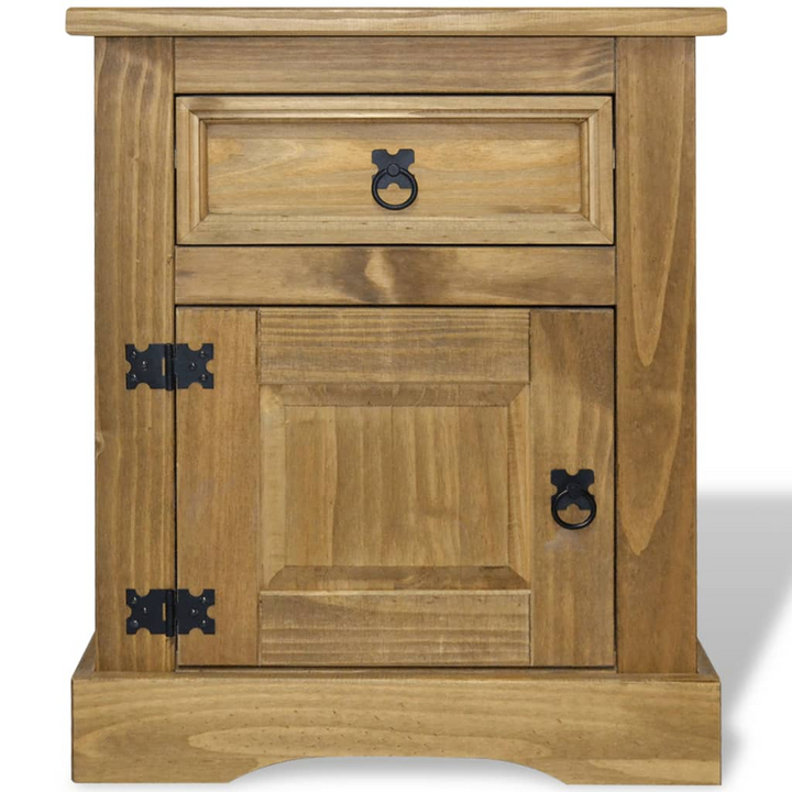 CORONA Mexican Pine Bedside Cabinet - Rustic Charm | 53x39x66 cm Solid Pine Wood Nightstand - Premium  from Home Treasures - Just £77.99! Shop now at Home Treasures