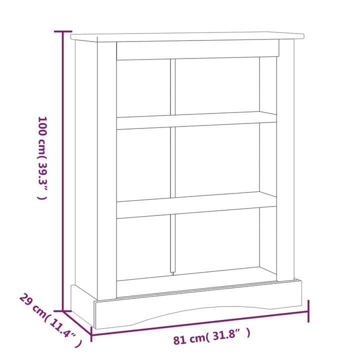 CORONA 3-Tier Bookcase - Rustic Mexican Pine, Solid Wood, Easy Assembly - 81x29x100 cm - Premium  from Home Treasures - Just £110.99! Shop now at Home Treasures