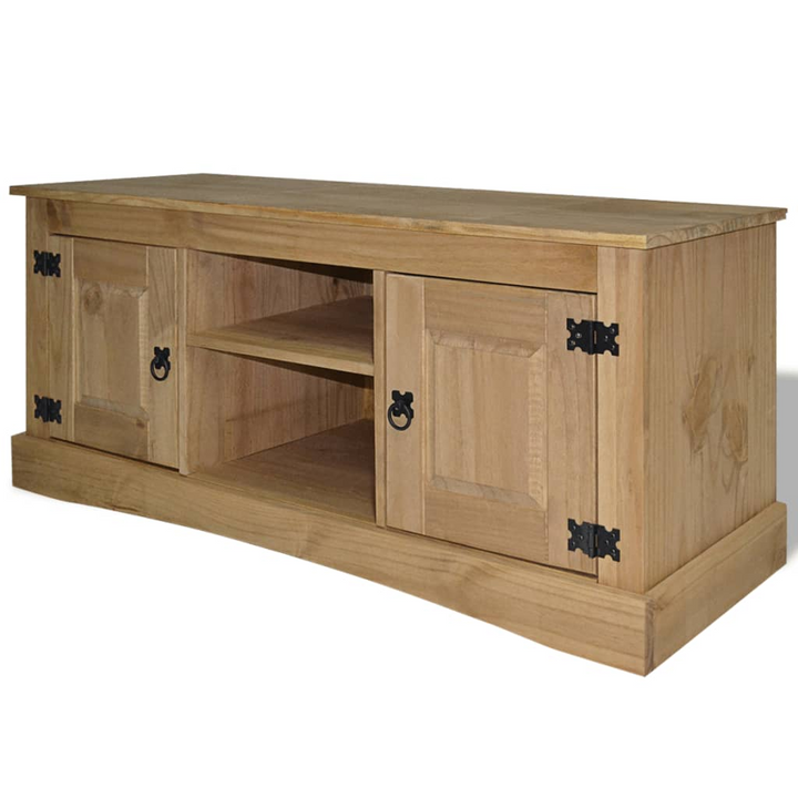 CORONA TV Cabinet in Rustic Mexican Pine - 120x40x52 cm | Solid Pinewood Mexican Style TV Stand with Ample Storage - Premium  from Home Treasures - Just £263.99! Shop now at Home Treasures