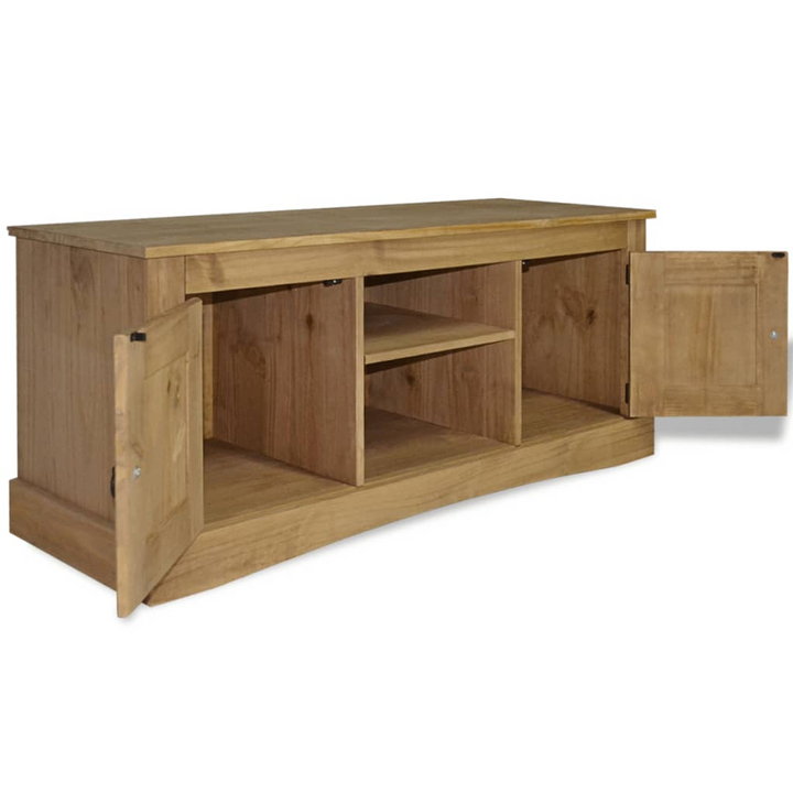 CORONA TV Cabinet in Rustic Mexican Pine - 120x40x52 cm | Solid Pinewood Mexican Style TV Stand with Ample Storage - Premium  from Home Treasures - Just £263.99! Shop now at Home Treasures