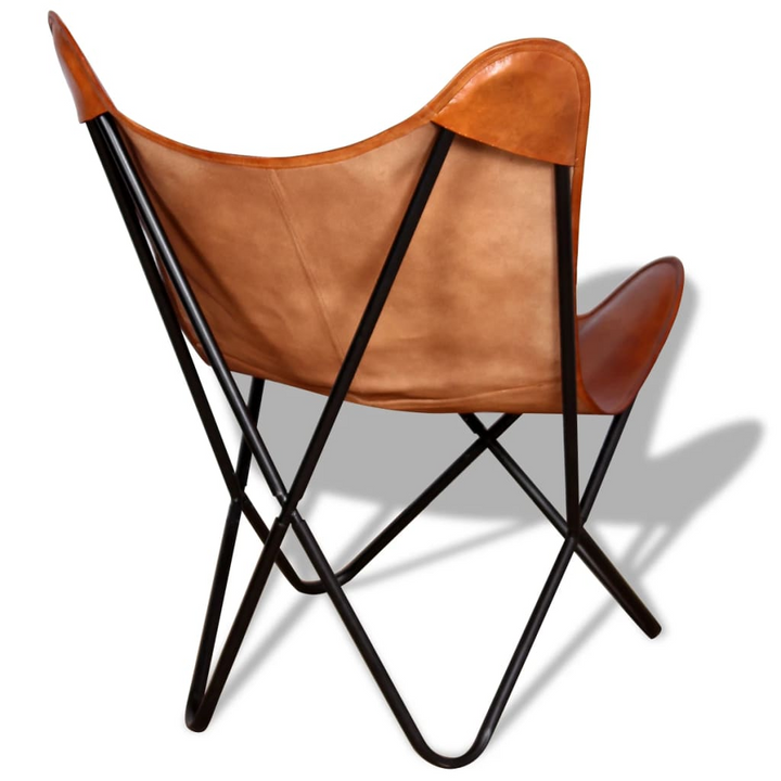 Butterfly Chair - Premium Brown Real Leather, Ergonomic Vintage Design, Durable & Comfortable Seating - Premium  from Home Treasures - Just £123.99! Shop now at Home Treasures