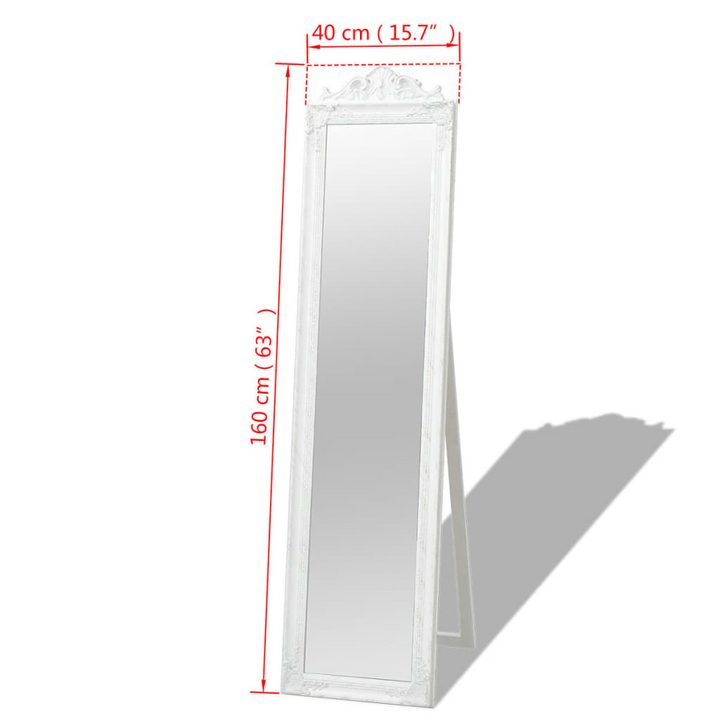 Elegant Baroque Style Free-Standing Mirror - Full-Length 160x40 cm White - Premium  from Home Treasures - Just £107.99! Shop now at Home Treasures