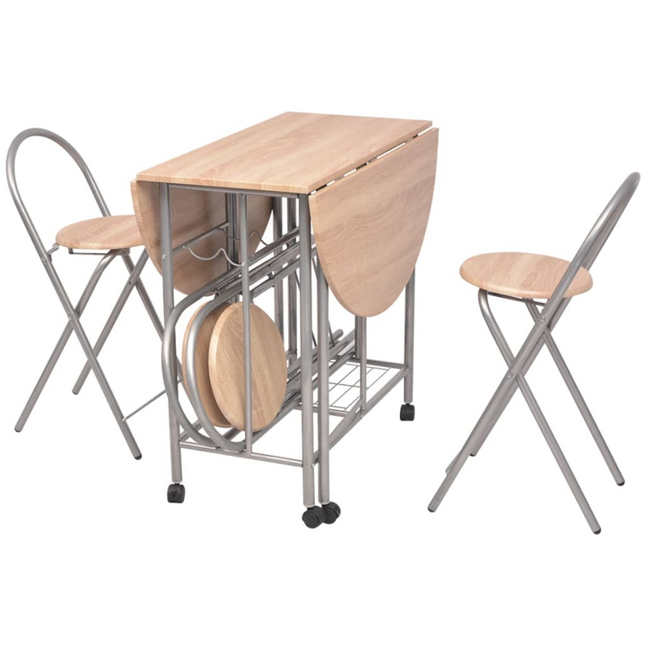 Compact & Stylish Five Piece Folding Dining Set MDF - Oak & Silver | VidaXL - Premium  from Home Treasures - Just £188.99! Shop now at Home Treasures