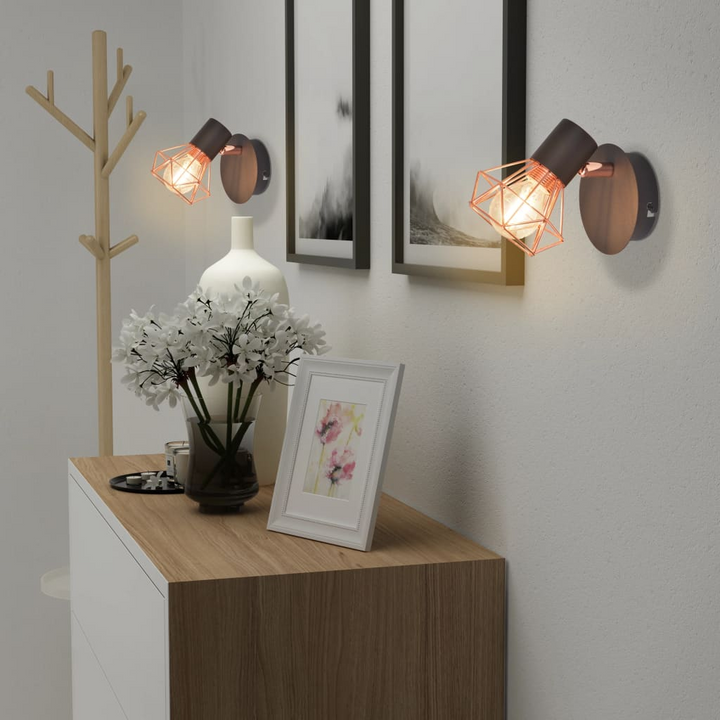 Industrial Style Wall Lamps - Set of 2 (Black & Copper) - Adjustable Iron Wire Shades, Perfect for Home or Office Decor - Premium  from Home Treasures - Just £23.99! Shop now at Home Treasures