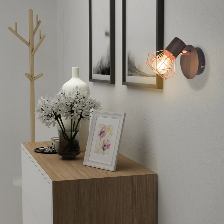 Industrial Style Wall Lamps - Set of 2 (Black & Copper) - Adjustable Iron Wire Shades, Perfect for Home or Office Decor - Premium  from Home Treasures - Just £23.99! Shop now at Home Treasures