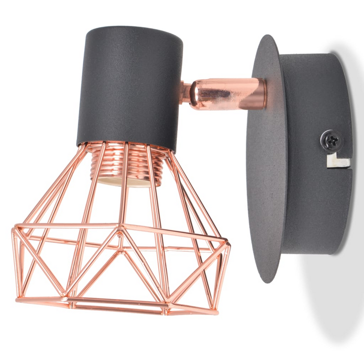 Industrial Style Wall Lamps - Set of 2 (Black & Copper) - Adjustable Iron Wire Shades, Perfect for Home or Office Decor - Premium  from Home Treasures - Just £23.99! Shop now at Home Treasures