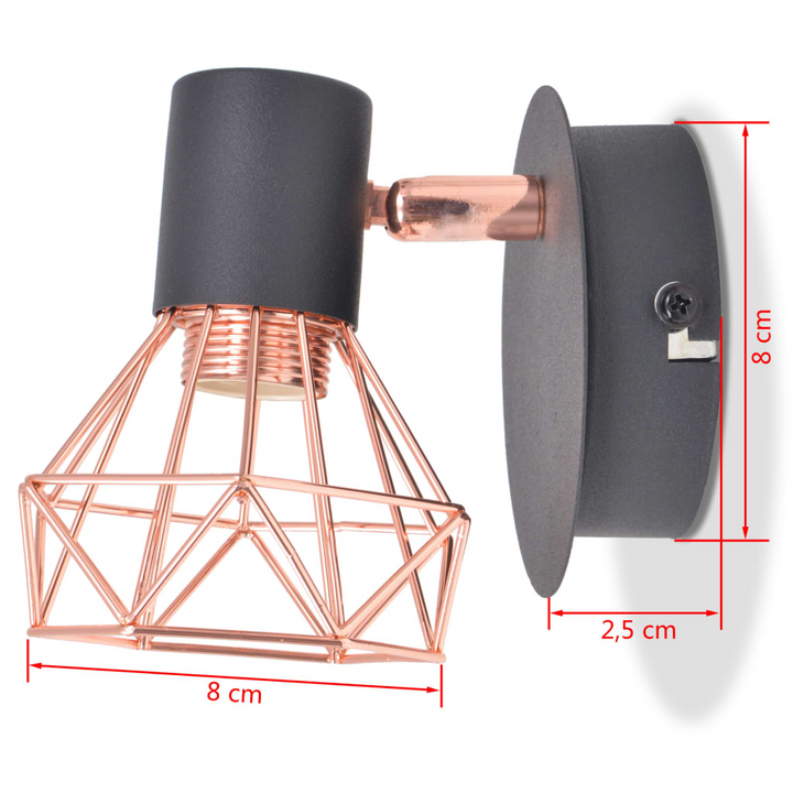 Industrial Style Wall Lamps - Set of 2 (Black & Copper) - Adjustable Iron Wire Shades, Perfect for Home or Office Decor - Premium  from Home Treasures - Just £23.99! Shop now at Home Treasures