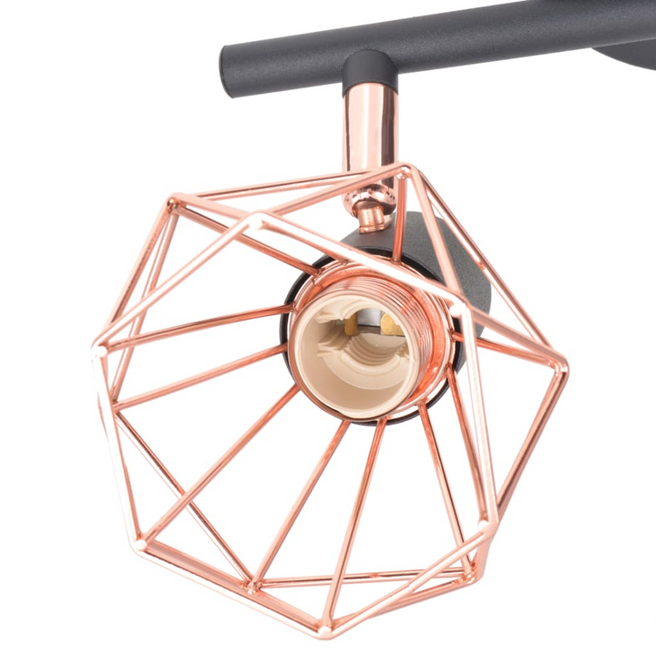 Industrial Shaded Ceiling Lamp with 2 LED Filament Bulbs - Copper and Black Metal Wire Design - Premium  from Home Treasures - Just £36.99! Shop now at Home Treasures