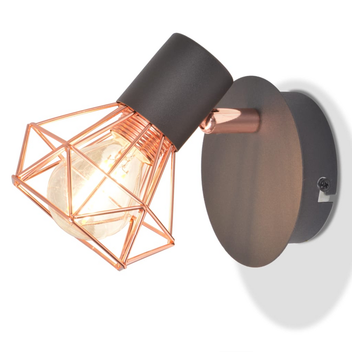 Industrial Wall Lamps Set of 2 with LED Filament Bulbs - Vintage Copper Geometric Design, Adjustable Spotlights - Premium  from Home Treasures - Just £23.99! Shop now at Home Treasures