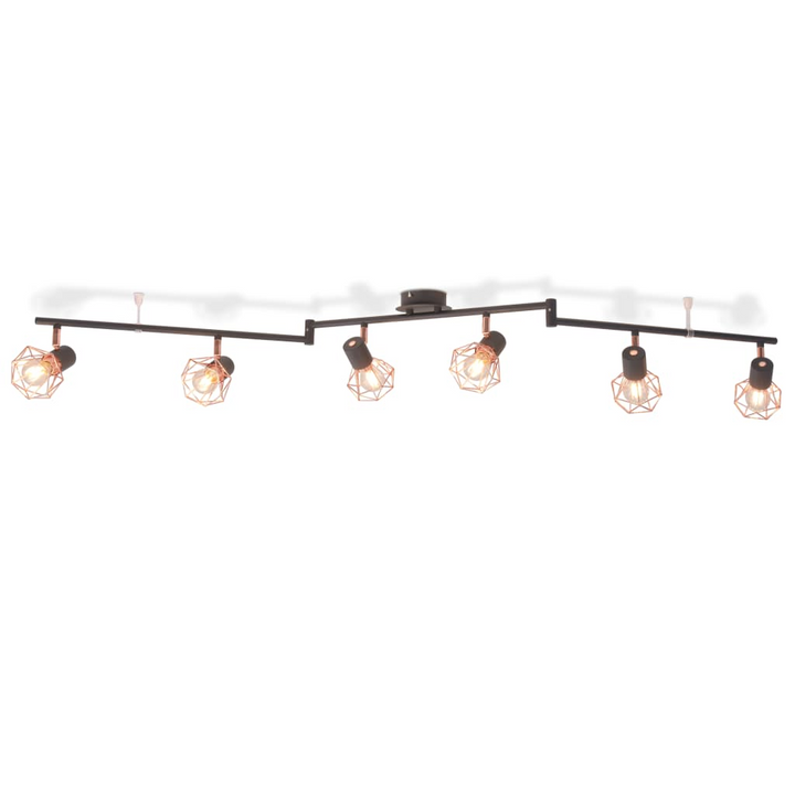 Elegant Industrial Style Caged Spotlights in Black and Copper for Modern Interiors - 6 Light Ceiling Lamp - Premium  from Home Treasures - Just £93.99! Shop now at Home Treasures