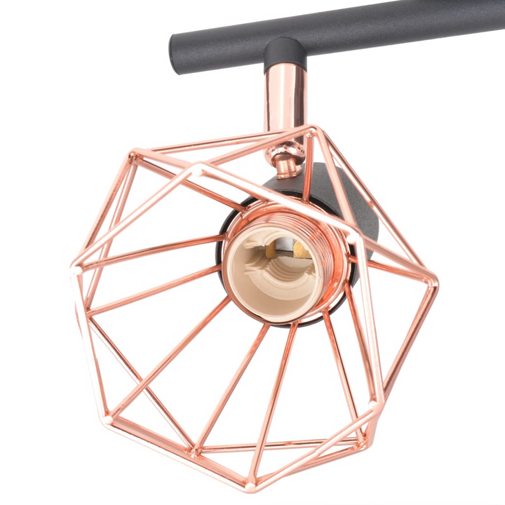 Elegant Industrial Style Caged Spotlights in Black and Copper for Modern Interiors - 6 Light Ceiling Lamp - Premium  from Home Treasures - Just £93.99! Shop now at Home Treasures