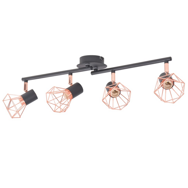 Industrial Ceiling Lamp with 4 E14 Spotlights - Black and Copper Finish, Modern Lighting Fixture - Premium  from Home Treasures - Just £48.99! Shop now at Home Treasures