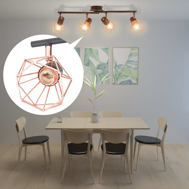 Industrial Ceiling Lamp with 4 E14 Spotlights - Black and Copper Finish, Modern Lighting Fixture - Premium  from Home Treasures - Just £48.99! Shop now at Home Treasures