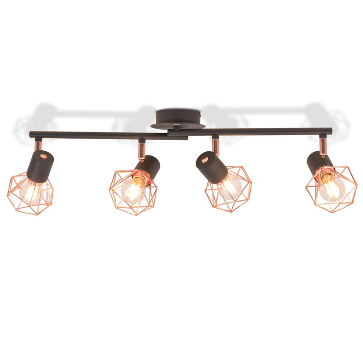 Industrial Ceiling Lamp with 4 E14 Spotlights - Black and Copper Finish, Modern Lighting Fixture - Premium  from Home Treasures - Just £48.99! Shop now at Home Treasures