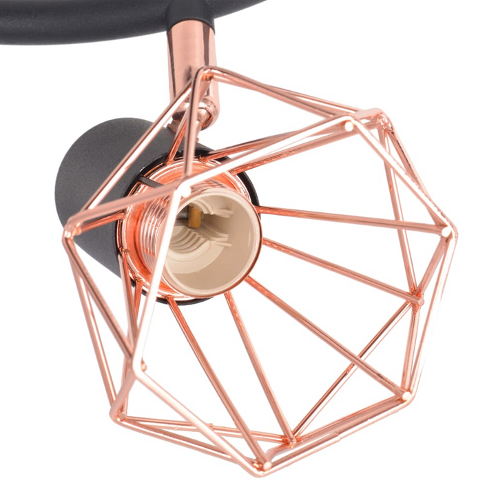 Industrial Style Caged Ceiling Lamp with 3 Spotlights in Black & Copper – Modern Lighting for Home & Office - Premium  from Home Treasures - Just £40.99! Shop now at Home Treasures