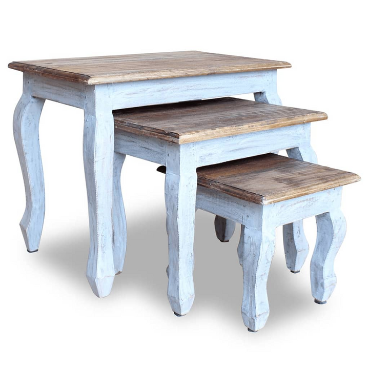 Vintage Style Nesting Table Set - 3 Pieces Solid Reclaimed Wood Side Tables - Premium  from Home Treasures - Just £147.99! Shop now at Home Treasures