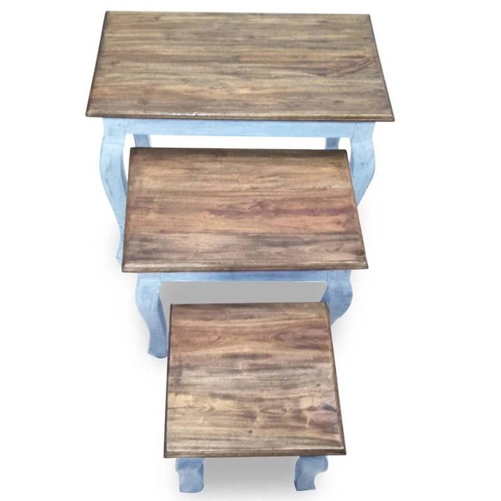 Vintage Style Nesting Table Set - 3 Pieces Solid Reclaimed Wood Side Tables - Premium  from Home Treasures - Just £147.99! Shop now at Home Treasures