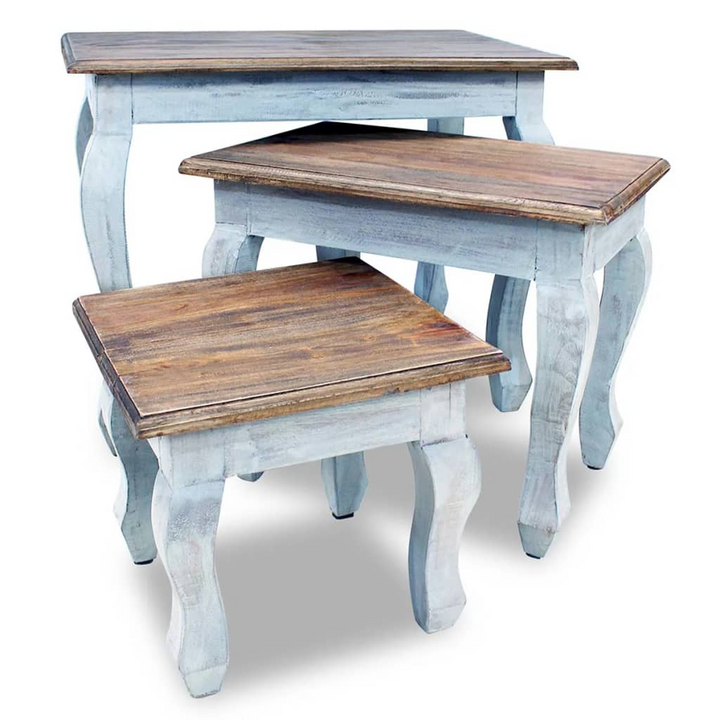 Vintage Style Nesting Table Set - 3 Pieces Solid Reclaimed Wood Side Tables - Premium  from Home Treasures - Just £147.99! Shop now at Home Treasures