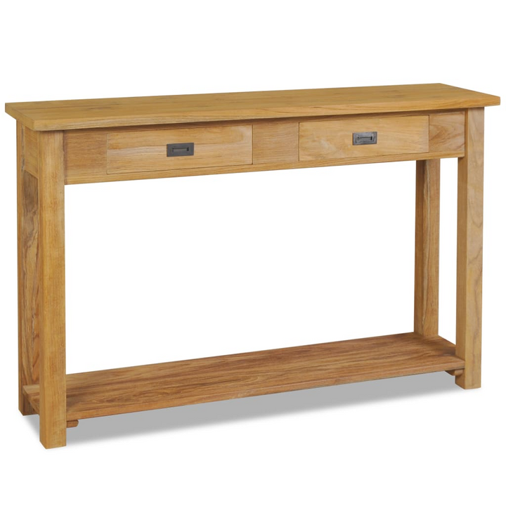 Rustic Solid Teak Console Table with Drawers and Shelf (Brown, 120 x 30 x 80cm) - Colonial Style - Premium Table from Home Treasures - Just £238.99! Shop now at Home Treasures