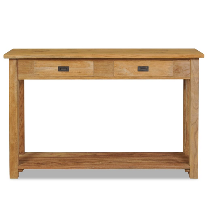 Rustic Solid Teak Console Table with Drawers and Shelf (Brown, 120 x 30 x 80cm) - Colonial Style - Premium Table from Home Treasures - Just £238.99! Shop now at Home Treasures