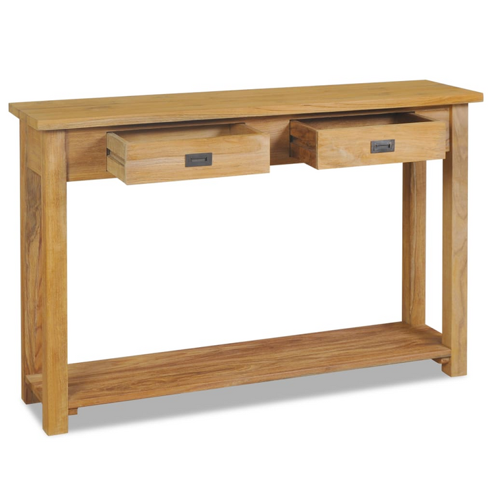 Rustic Solid Teak Console Table with Drawers and Shelf (Brown, 120 x 30 x 80cm) - Colonial Style - Premium Table from Home Treasures - Just £238.99! Shop now at Home Treasures