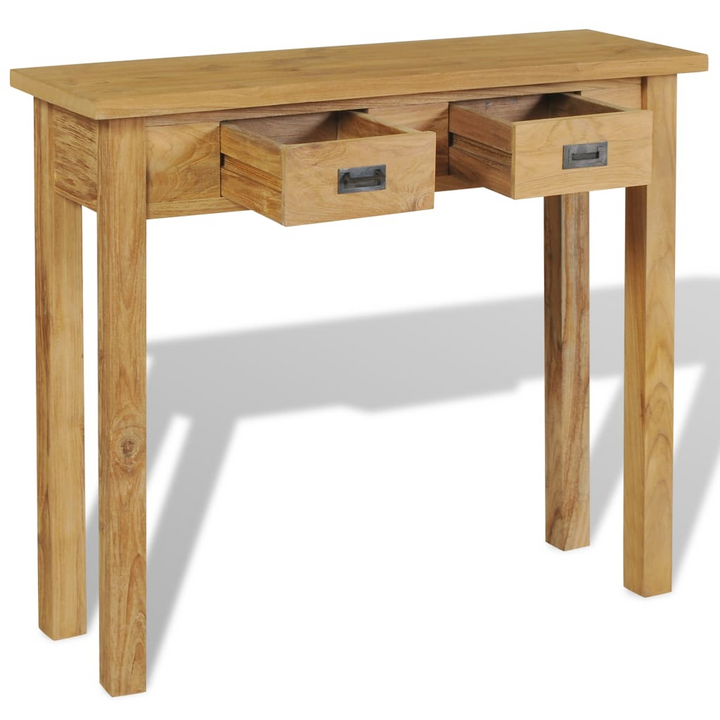 Rustic Solid Teak Console Table in Brown with Storage Drawers - 90x30x80cm | Elegant & Sturdy Colonial-Style Sideboard - Premium  from Home Treasures - Just £240.99! Shop now at Home Treasures