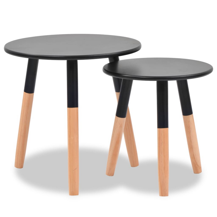 Solid Pinewood Scandinavian Side Table Set of 2 (Black) - Modern Minimalist Design, Easy Assembly, Ideal for Living Room or Lounge Room - Premium  from Home Treasures - Just £63.99! Shop now at Home Treasures