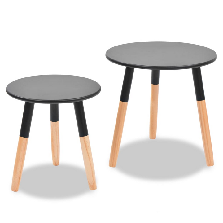 Solid Pinewood Scandinavian Side Table Set of 2 (Black) - Modern Minimalist Design, Easy Assembly, Ideal for Living Room or Lounge Room - Premium  from Home Treasures - Just £63.99! Shop now at Home Treasures