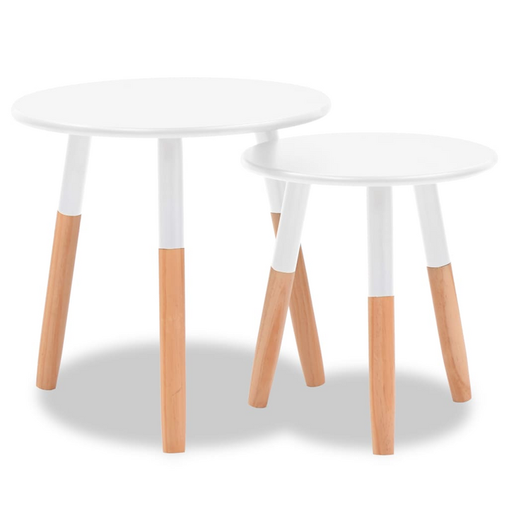 White Pinewood Side Table Set - 2 Pieces | Modern Scandinavian Design, Easy Assembly - Premium  from Home Treasures - Just £60.99! Shop now at Home Treasures