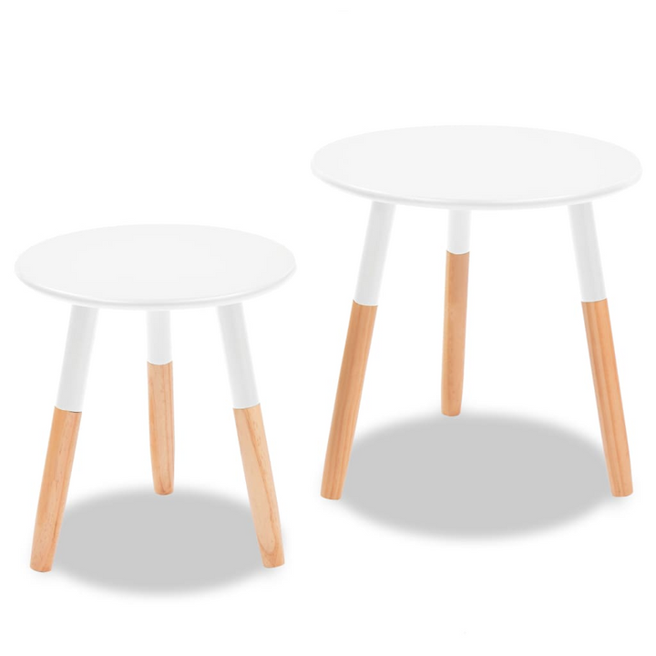 White Pinewood Side Table Set - 2 Pieces | Modern Scandinavian Design, Easy Assembly - Premium  from Home Treasures - Just £60.99! Shop now at Home Treasures