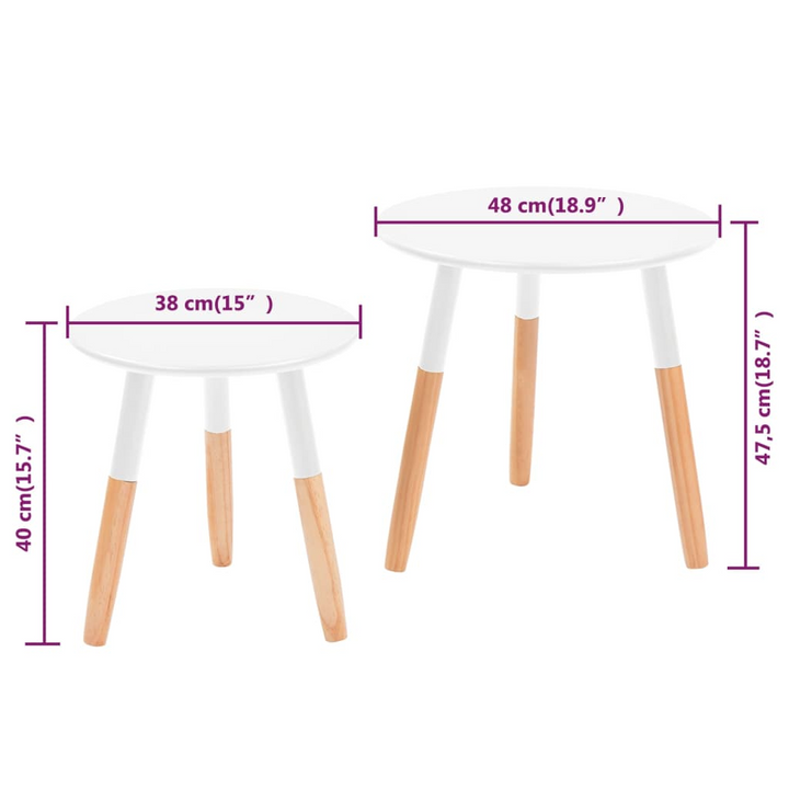 White Pinewood Side Table Set - 2 Pieces | Modern Scandinavian Design, Easy Assembly - Premium  from Home Treasures - Just £60.99! Shop now at Home Treasures