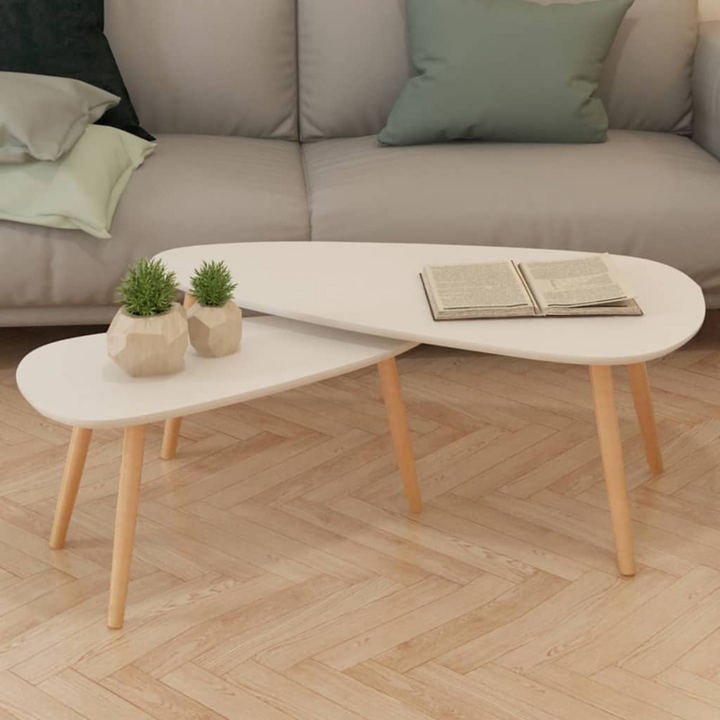 Stylish Solid Pinewood Coffee Table Set – 2 Pieces (White) – Scandinavian Design, Versatile Use for Living Room, Lounge, or Bedroom - Premium  from Home Treasures - Just £88.99! Shop now at Home Treasures