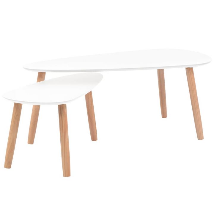 Stylish Solid Pinewood Coffee Table Set – 2 Pieces (White) – Scandinavian Design, Versatile Use for Living Room, Lounge, or Bedroom - Premium  from Home Treasures - Just £88.99! Shop now at Home Treasures