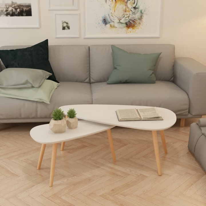 Stylish Solid Pinewood Coffee Table Set – 2 Pieces (White) – Scandinavian Design, Versatile Use for Living Room, Lounge, or Bedroom - Premium  from Home Treasures - Just £88.99! Shop now at Home Treasures