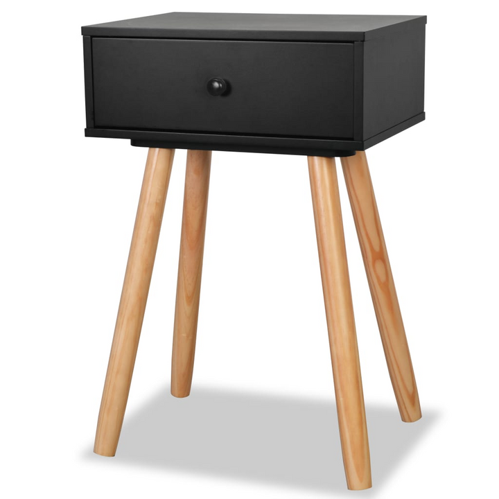 Stylish Solid Pine Bedside Tables in Black, Set of 2, 40 x 30 x 61cm - Durable, Retro Design with Drawer - Premium  from Home Treasures - Just £93.99! Shop now at Home Treasures