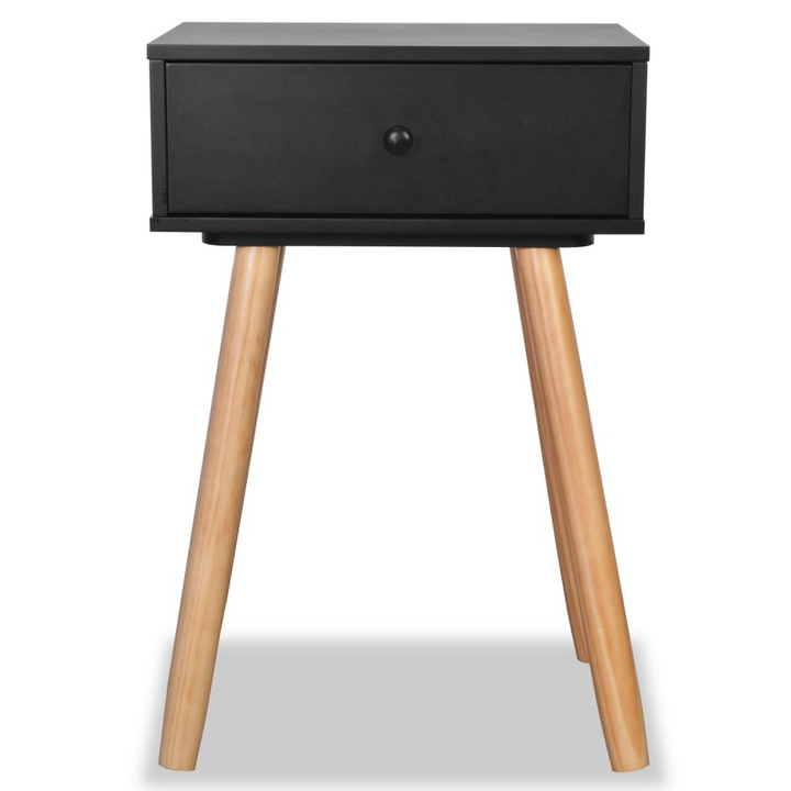 Stylish Solid Pine Bedside Tables in Black, Set of 2, 40 x 30 x 61cm - Durable, Retro Design with Drawer - Premium  from Home Treasures - Just £93.99! Shop now at Home Treasures