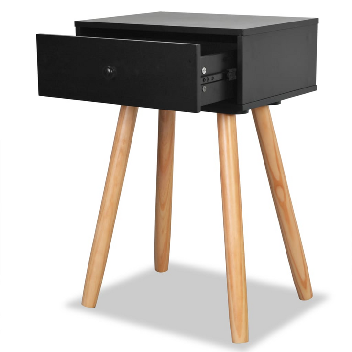 Stylish Solid Pine Bedside Tables in Black, Set of 2, 40 x 30 x 61cm - Durable, Retro Design with Drawer - Premium  from Home Treasures - Just £93.99! Shop now at Home Treasures