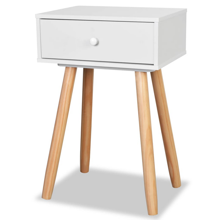 Solid Pine Bedside Tables, Set of 2 (White) - Stylish and Durable Nightstands with Smooth Drawer & Retro Design - 40 x 30 x 61 cm, Easy Assembly - Premium  from Home Treasures - Just £92.99! Shop now at Home Treasures