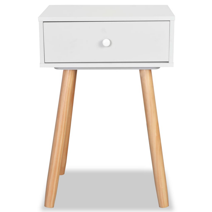 Solid Pine Bedside Tables, Set of 2 (White) - Stylish and Durable Nightstands with Smooth Drawer & Retro Design - 40 x 30 x 61 cm, Easy Assembly - Premium  from Home Treasures - Just £92.99! Shop now at Home Treasures