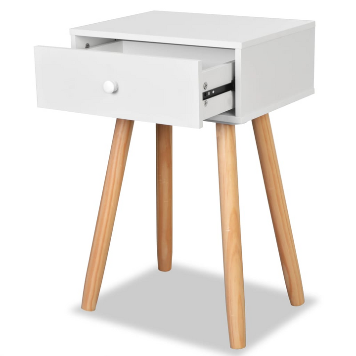 Solid Pine Bedside Tables, Set of 2 (White) - Stylish and Durable Nightstands with Smooth Drawer & Retro Design - 40 x 30 x 61 cm, Easy Assembly - Premium  from Home Treasures - Just £92.99! Shop now at Home Treasures