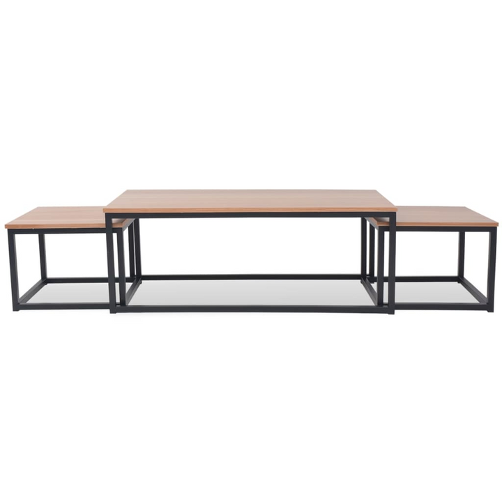 3-Piece Coffee Table Set - Modern Ash Wood & Steel, Space-Saving Design - Premium  from Home Treasures - Just £247.99! Shop now at Home Treasures