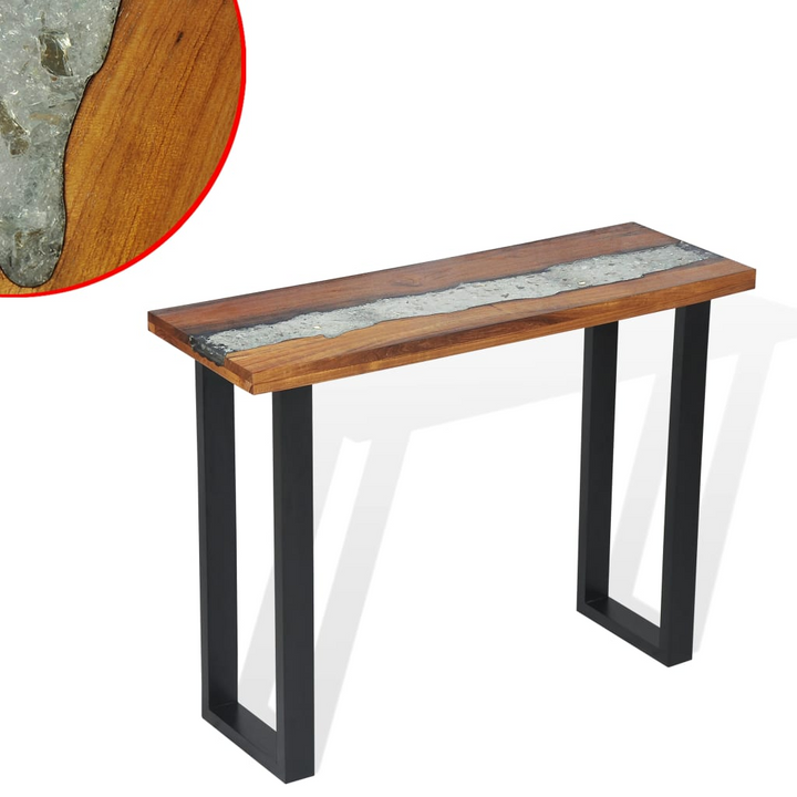 Solid Teak Console Table in Brown - Industrial Design, 100 x 35 x 75 cm - Premium  from Home Treasures - Just £213.99! Shop now at Home Treasures