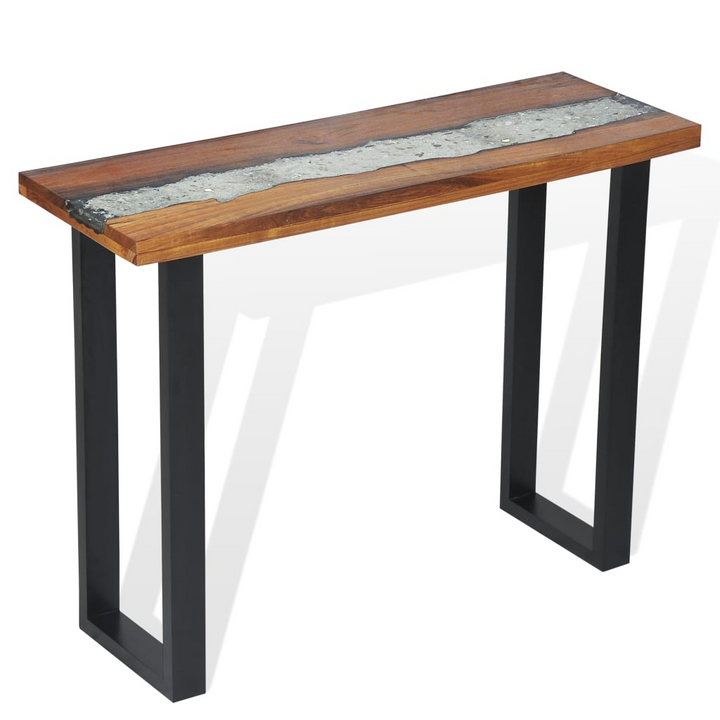 Solid Teak Console Table in Brown - Industrial Design, 100 x 35 x 75 cm - Premium  from Home Treasures - Just £213.99! Shop now at Home Treasures