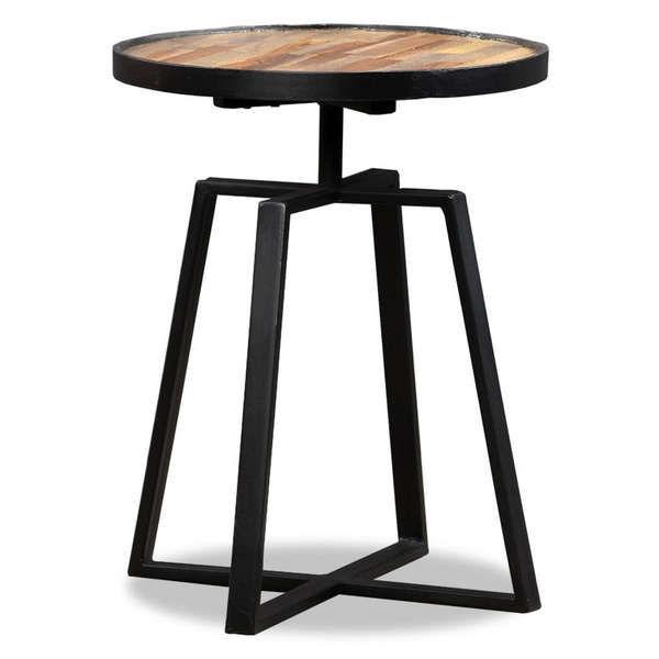 Teak Reclaimed Wood Round Side Table - Durable & Stylish Industrial Design - Premium  from Home Treasures - Just £87.99! Shop now at Home Treasures