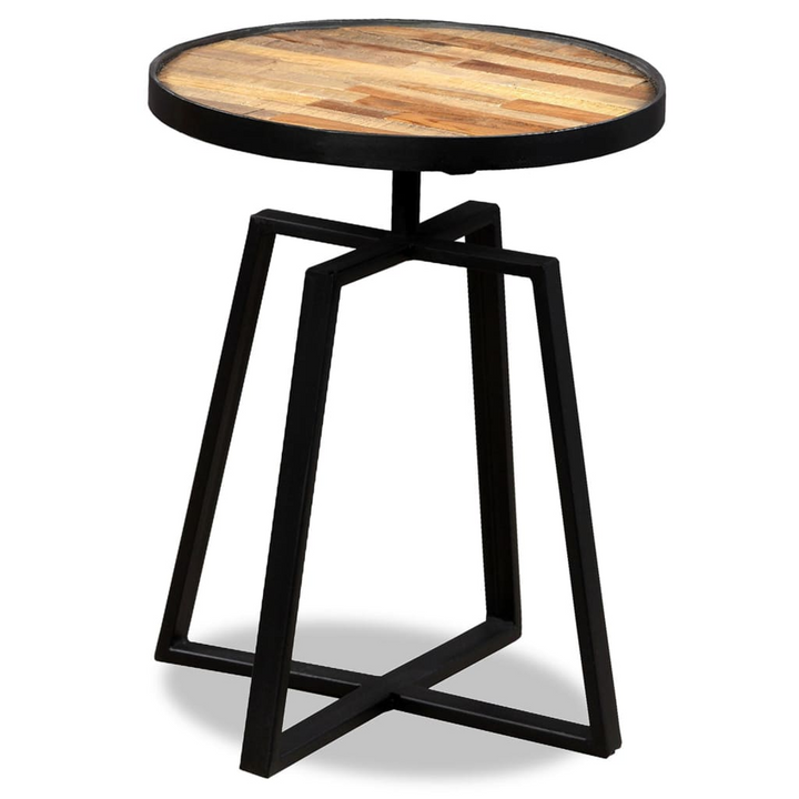 Teak Reclaimed Wood Round Side Table - Durable & Stylish Industrial Design - Premium  from Home Treasures - Just £84.99! Shop now at Home Treasures