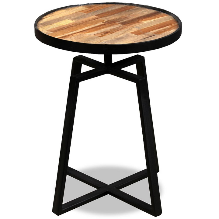 Teak Reclaimed Wood Round Side Table - Durable & Stylish Industrial Design - Premium  from Home Treasures - Just £84.99! Shop now at Home Treasures